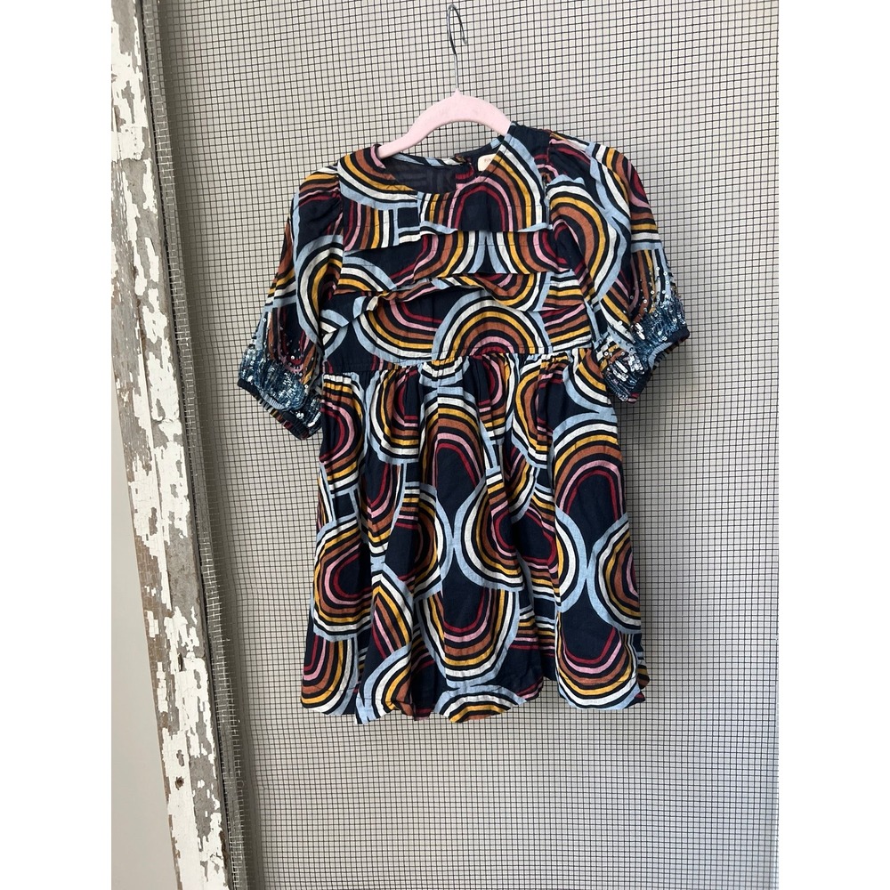 Pink chicken‎ blue rainbow sequin glitter dress girls 4